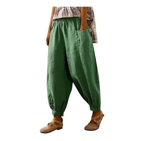 Utoimkio Women's Linen Harem Pants - Picture 6 of 9